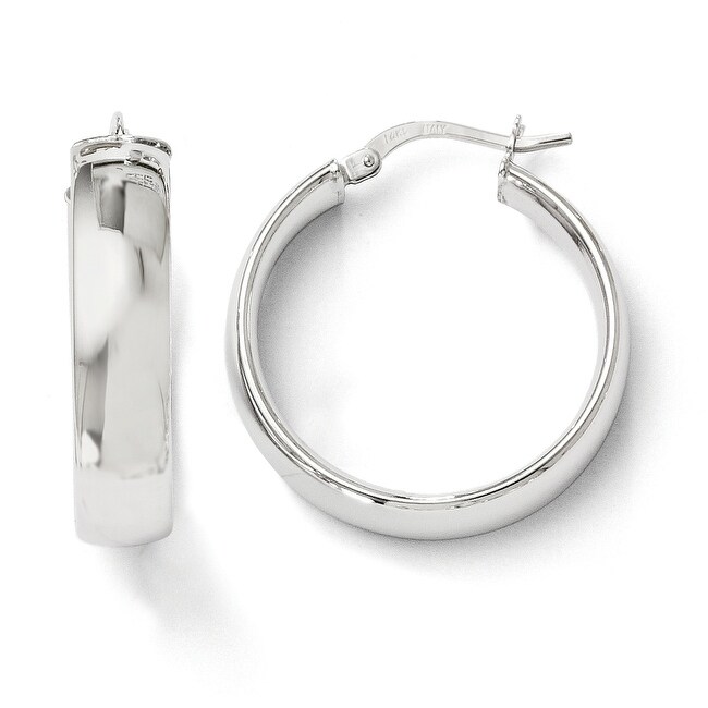 Italian 14k White Gold Polished Hoop Earrings